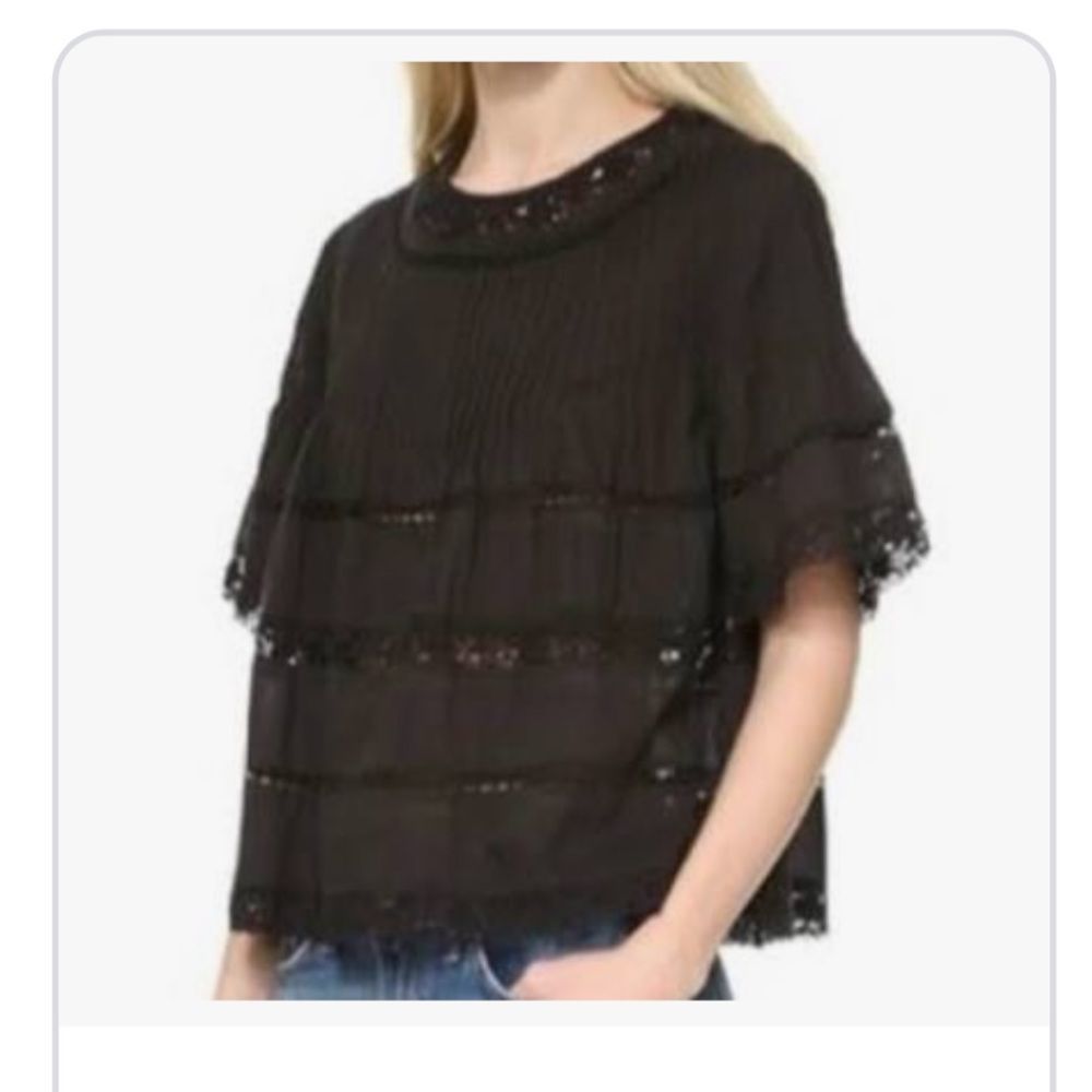 Love Sam Embroidered Lace Tiered Blouse